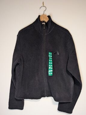 XL Black Adidas Fleece Full-Zip with Subtle Logo, Turtle Neck & Inside Pockets